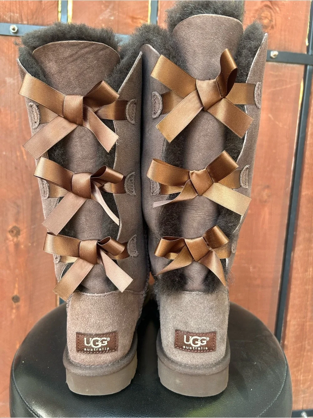 UGG Bailey Bow Chocolate Brown Tall Boots size 6 NEW